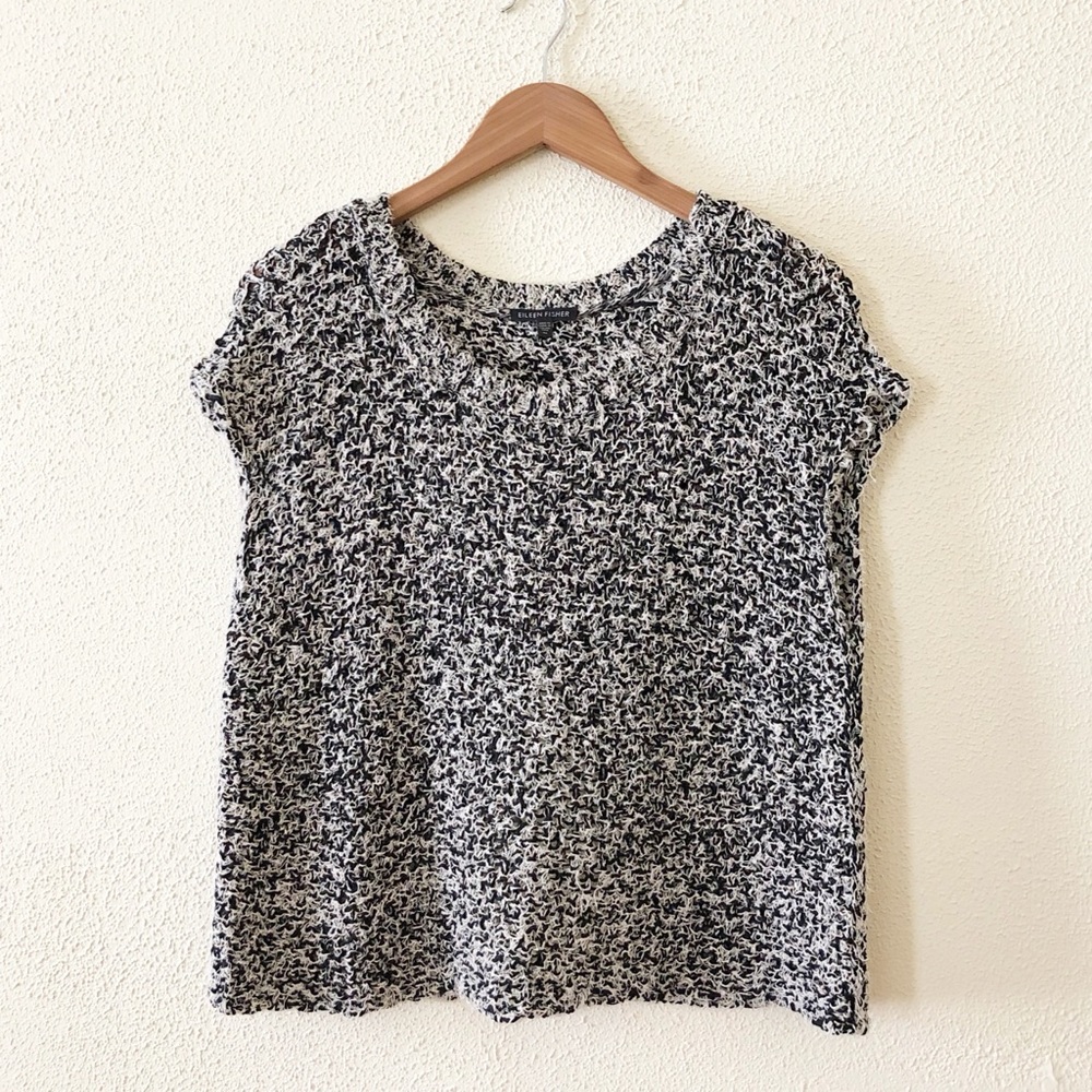 Eileen Fisher Minimalist Cropped Cap Sleeve Pullover M